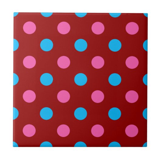 Red Pink Blue Polka Dot Pattern タイル (正面)