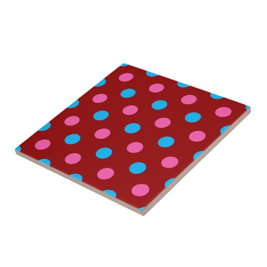 Red Pink Blue Polka Dot Pattern タイル (側面)