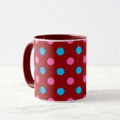 Red Pink Blue Polka Dot Pattern マグカップ (正面左)