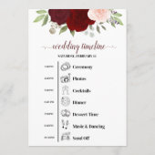 Red & Pink Boho Roses Wedding Events & Timeline プログラム (裏面)