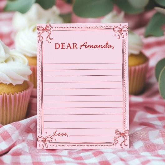 Red Pink Bow Cake Time Capsule Note Message Card サンキューカード