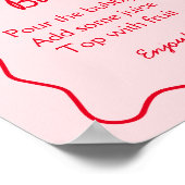 Red Pink Bow Cherry Baby Shower Momosa Bar Acrylic ポスター (角)