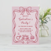 Red Pink Bow Galentine's Party 招待状 (スタンド正面)