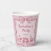 Red Pink Bow Galentine's Party 紙コップ (裏面)