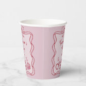 Red Pink Bow Galentine's Party 紙コップ (右)