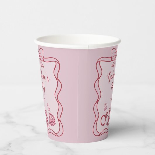 Red Pink Bow Galentine's Party 紙コップ (右)