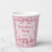 Red Pink Bow Galentine's Party 紙コップ (正面)