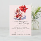 Red Pink Cherub A Little Sweetheart Baby Shower  招待状 (スタンド正面)