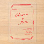 Red + Pink Colorful Wedding Invite アクリル招待状 (正面)