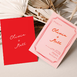 Red + Pink Colorful Wedding Invite 招待状
