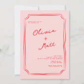 Red + Pink Colorful Wedding Invite 招待状 (正面)