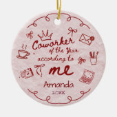 Red pink doodle hand drawn funny coworker quote セラミックオーナメント (正面)