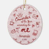 Red pink doodle hand drawn funny coworker quote セラミックオーナメント (左)