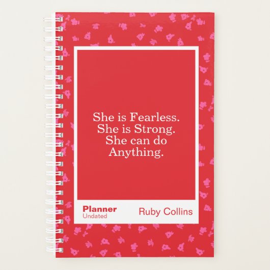 Red/Pink Floral Block Quote | Fully Customizable プランナー手帳 (正面)