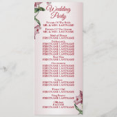 Red Pink Floral Green Leaves Modern Wedding プログラム (裏面)