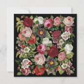 Red Pink Floral Greenery Rustic Black Wedding 招待状 (裏面)