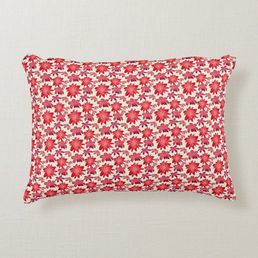 Red Pink Floral Seamless Pattern Dark Aesthetic  アクセントクッション (正面)