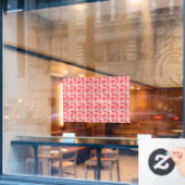 Red Pink Floral Seamless Pattern Dark Aesthetic  ウィンドウサイン (カフェ窓)