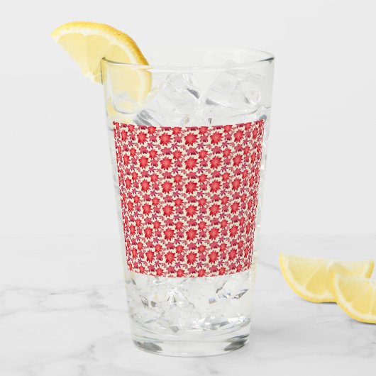 Red Pink Floral Seamless Pattern Dark Aesthetic  タンブラーグラス (アイス正面)
