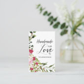 Red & Pink Floral Wreath Handmade with Love Quote 名刺 (スタンド正面)