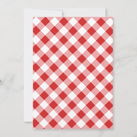 Red Pink Gingham Birthday BBQ invitation 招待状 (裏面)