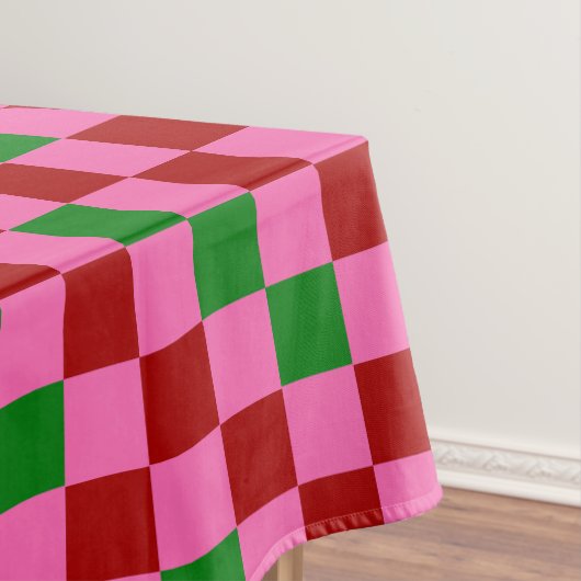 Red Pink Green Checkered Pattern Design  テーブルクロス (インサイチュ)