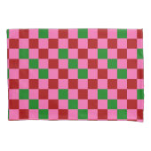 Red Pink Green Checkered Pattern Design  枕カバー (正面)