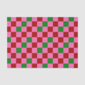 Red Pink Green Checkered Pattern Design  薄葉紙 (正面)