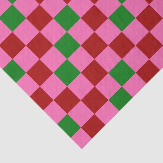 Red Pink Green Checkered Pattern Design  薄葉紙 (詳細)