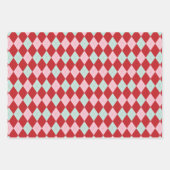 Red Pink & Green Christmas Argyle ラッピングペーパーシート (正面)