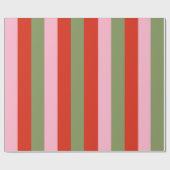 Red Pink Green Stripes ラッピングペーパー (フラット)