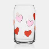 Red & Pink Hand Drawn Hearts Can Glass ガラス缶 (左)