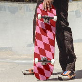 Red Pink Harlequin Checkered Design  スケートボード