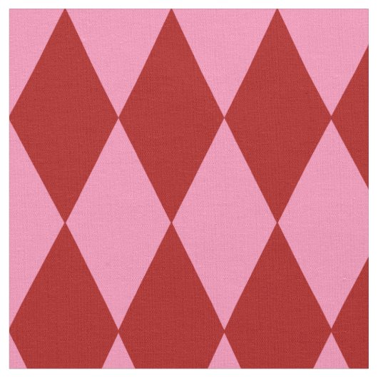 Red Pink Harlequin Checkered Design  ファブリック (クローズアップ)