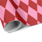 Red Pink Harlequin Checkered Design  ラッピングペーパー (ロールコーナー)
