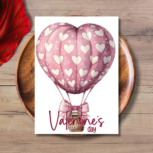 Red pink heart balloon Happy Valentines Day シーズンカード