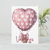 Red pink heart balloon Happy Valentines Day シーズンカード (スタンド正面)