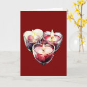 Red Pink Heart Candles Love is a flame カード (黄色い花)