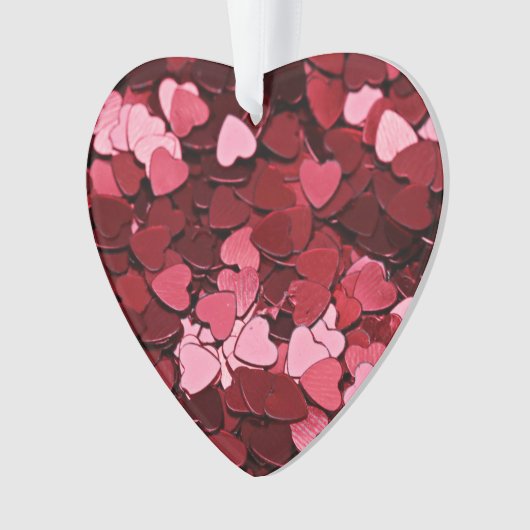 Red Pink Heart Confetti Pattern Valentine's Day オーナメント (正面)