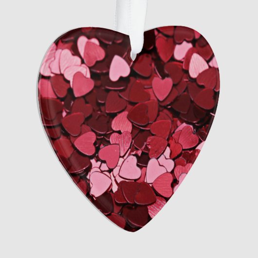 Red Pink Heart Confetti Pattern Valentine's Day オーナメント (正面)