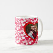 Red & Pink Heart Pattern Two Photo Personalized  コーヒーマグカップ (正面右)