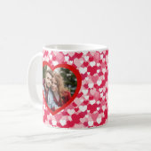 Red & Pink Heart Pattern Two Photo Personalized  コーヒーマグカップ (正面左)