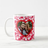 Red & Pink Heart Pattern Two Photo Personalized  コーヒーマグカップ (左)