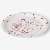 Red Pink Heart Valentine's Day Sweetheart Birthday ペーパープレート (アングル)