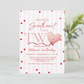 Red Pink Heart Valentine's Day Sweetheart Birthday 招待状 (スタンド正面)