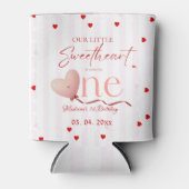 Red Pink Heart Valentine's Day Sweetheart Birthday 缶クーラー (正面)