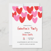 red pink hearts Galentine’s Day invitation, hearts 招待状 (正面)