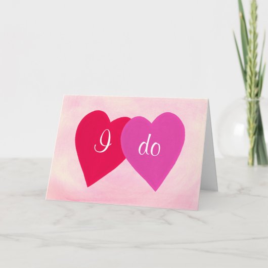 Red Pink Hearts I do Wedding Invitation Cards 招待状 (正面)