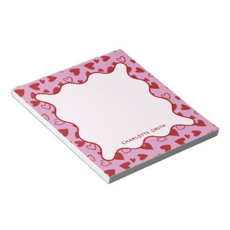 Red Pink Hearts Pattern Valentine Gift Notepad ノートパッド