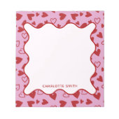 Red Pink Hearts Pattern Valentine Gift Notepad ノートパッド (正面)